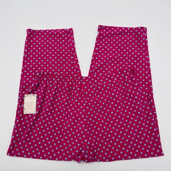 Goodnight Kiss Womens Plus Size 1X Dot Printed Fleece Pajama Pants in Pink Blue - Picture 5 of 6